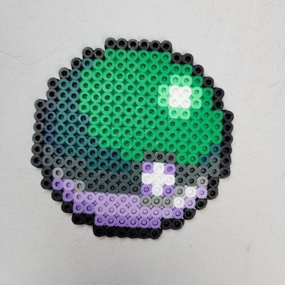 Green Pokeball Perler Bead Pixel Art - Picture 2 of 2